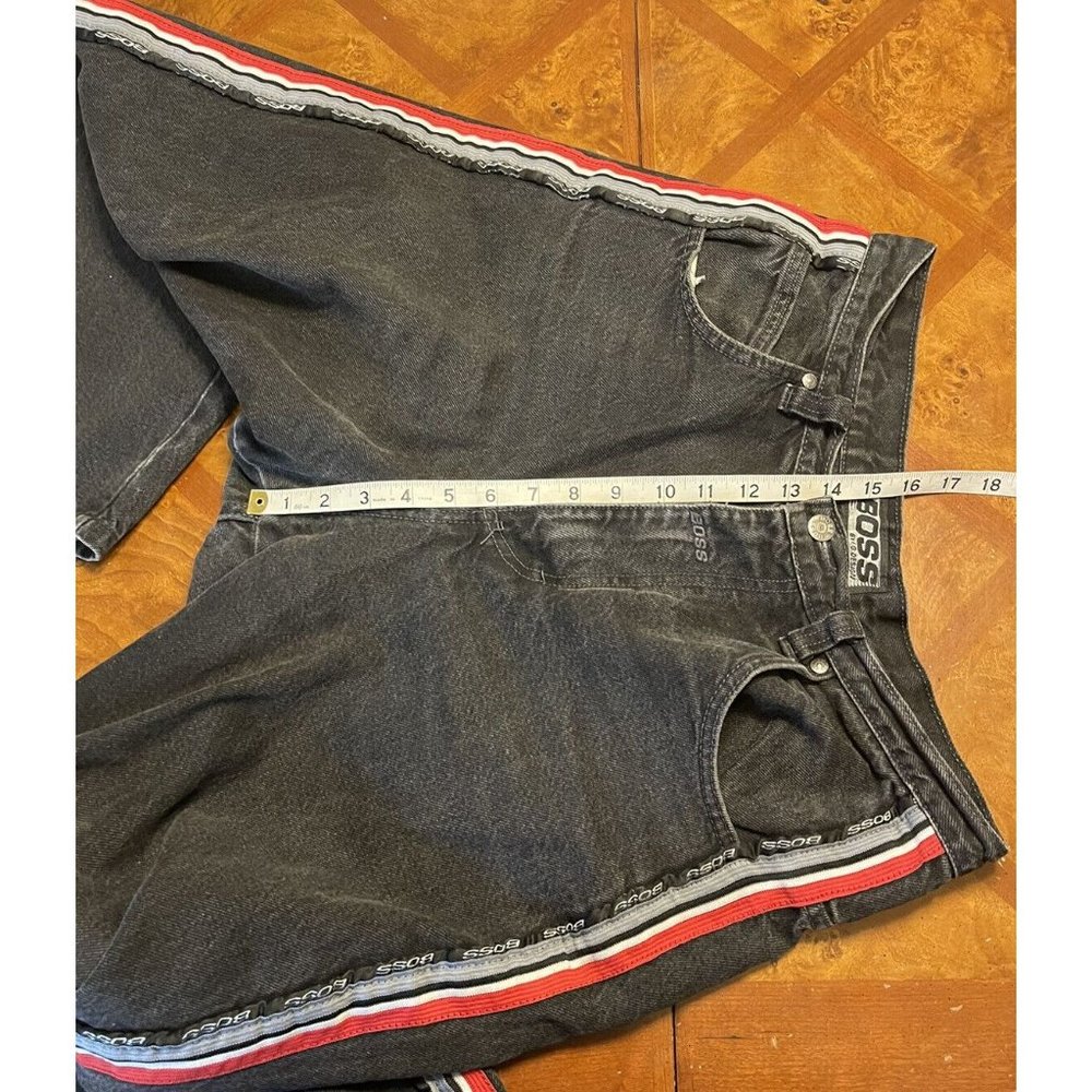VTG HUGO BOSS by IG Design 90s Baggy Hip Hop Skater Denim Jeans Mens 33x28 Black - Picture 8 of 11